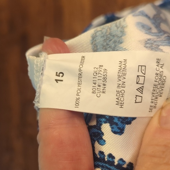 Speechless Satin Maxi Trumpet Skirt Blue/White Scroll Pattern Sz L - Picture 6 of 8